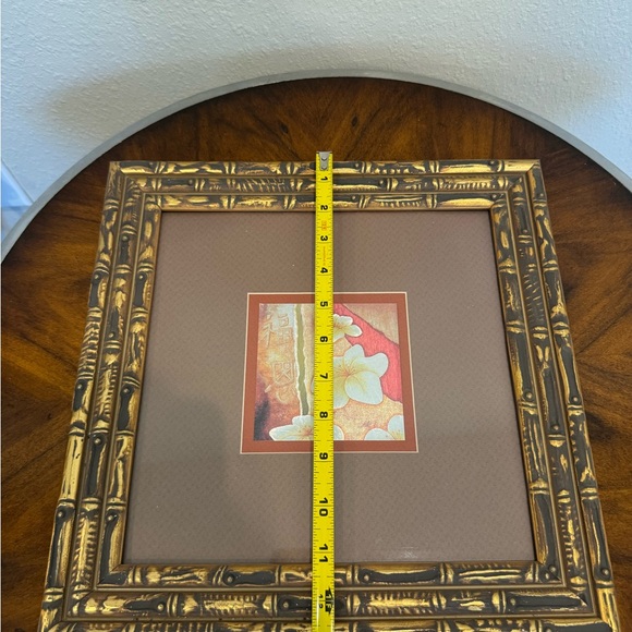 Vintage Japanese Foil Art Framed in Bamboo Frame Measuring 13 X 13 - Picture 12 of 12